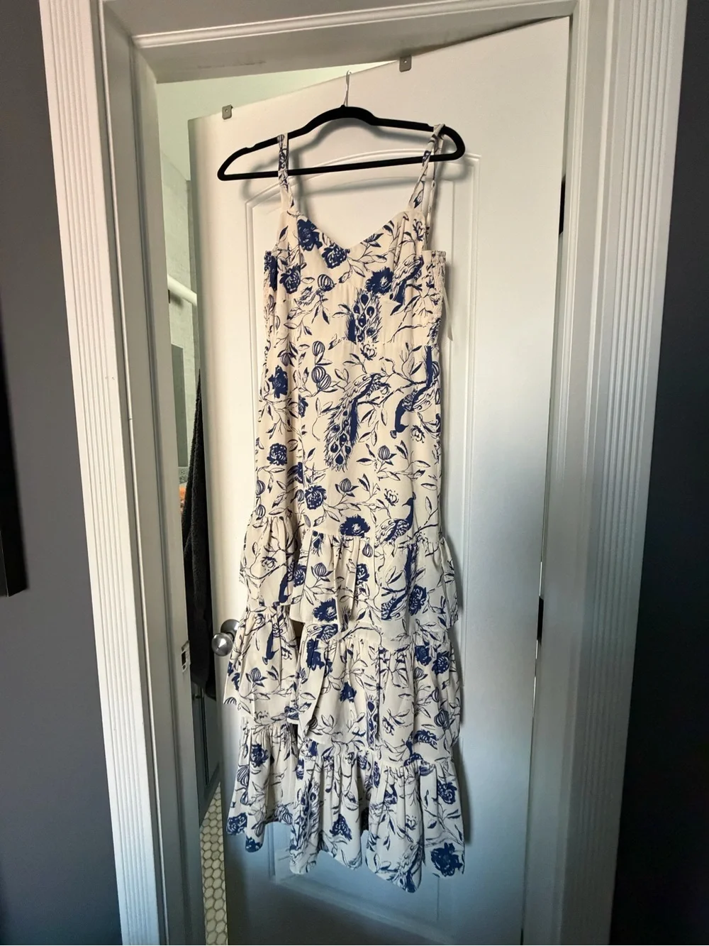 Abercrombie & Fitch Cream Maxi Dress with Blue Floral Print